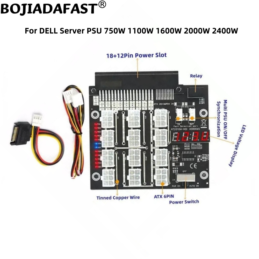 12 Port PCIe 6Pin Konnektör ke - 2400W Server Psu Breakout Board incelemesi ve fiyatı